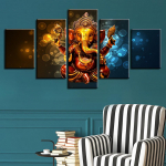 Moodulplakati piltide raamistik 5 t&uuml;kki elevandi pagasiruumi Jumal Ganesha l&otilde;uendimaalingud sisekujundus Kodu elutoa sein HD-kunstiprindid 20x35cm*2 20x45cm*2 20x55cm*1
