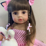 55 cm Reborn Dolls Original Doll Bebe Doll Reborn Girl Roosa Princess Vannim&auml;nguasi Pehme kogu keha silikoon pruun