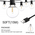100/50/25 jalga USB LED-tuled 5V 1W G40 plastpirn v&auml;listingimustes veekindel telk Haldja sise&otilde;u Festoon String Light Pulmadekoratsioon