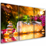 Kolmeosalise pildiga l&otilde;uendiprindiga Zen Orchid Stones k&uuml;&uuml;nlad 60x40 oranž