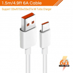 Xiaomi 11 12 13 turbolaadija kaabel 33W 67W 120W kiirlaadimine 6A jaoks Xiaomi Redmi Note 12 11S Note 10 10Pro 10S Note 9 Pro Max POCO X3 X4 X5 PRO jaoks 150cm