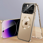 Luksuslik alumiiniumist metallist magnetiline taskukohver iPhone 16 15 14 13 12 Pro Max Plus suurest klaasist objektiivikaitsega juhtmevaba laadimiskaas For iPhone 13 Pro