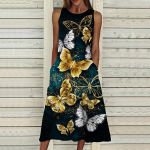 Suvine mood Seksikas varrukateta kleit Pehme vabaaja 3D lendav liblikaga kleit varrukateta kleit Suvine ripatsiga kleit XS sinine