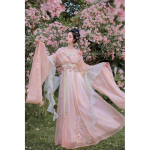 Lotus Theme Hanfu Hiina Wei ja Jini d&uuml;nastiate stiilis roosa naiste kleidikomplekt M roosa