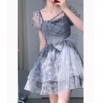 Puhvvarrukas Haldjas Elegantne Kleit Naistele Armas v&otilde;rgust vibu, volangidega vabaajakleit Suvine kandiline krae L&uuml;hikesed kleidid Naistele 28136 S hall v&auml;rv