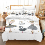 3D balleti t&uuml;druku voodipesukomplekt Cartoon Girl tantsutekk ja padjap&uuml;&uuml;r 2/3 tk AU140 * 210 &uuml;he-/kahe voodiga p&uuml;hadekingitus t&uuml;drukutele Pehme kodutekstiil UK Single 135x200cm