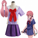 Anime koomiks Mirai Nikki Gasai Yuno Lolita mereneiu t&uuml;druk Cosplay Loli kiksimoodne l&uuml;hike seelik parukas Halloweeni ja j&otilde;ulude kost&uuml;&uuml;mid Uus L-(Costume+Wig)