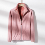 S&uuml;gistalvine soe paks fliismantel Naiste kahepoolne korallifliisist jope Tuulejope termojope Naiste riided v&auml;lisr&otilde;ivad M roosa