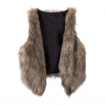 Kunstnahast Kunstkarusnahast kohev varrukateta kardigan V kaelus, paks lahtise &otilde;mblusega vabaaja l&uuml;hike vestiga &uuml;ler&otilde;ivad S pruun