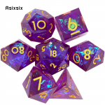 7 tk lilla kuldse numbriga terava servaga vaigust t&auml;ringud mitmetahulised t&auml;ringud, mis sobivad rollim&auml;nguks RPG lauam&auml;nguks mitmev&auml;rviline