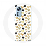 Coque pour Xiaomi Mi 12 / 12X Fond de texture abstraite coeurs noir jaune et gris