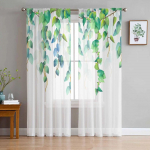Pastoraaltaimed Lilled T&uuml;llkardinad elutuppa L&auml;bipaistev kardin magamistoas K&ouml;&ouml;gi rulood Voile kardinad 135W x 114H(cm)