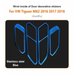 4 tk Autoukse k&auml;epideme kausi raami kleebised VW Volkswagen Tiguan 2 MK2 2016 2017 2018 jaoks Sisekujunduse katte tarvikud Stainless Steel Blue