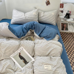 Ins Style voodipesukomplekt Nordic &uuml;he kahekordse lameda linaga tekikott Padjap&uuml;&uuml;r Pehme mikrokiust t&auml;issuuruses voodipesu 1.5m