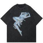 2024 Streetwear Power Robot Graphic Unisex T-s&auml;rk Puuvillane Pestud Must Ts&auml;rk Unisex Topid Tees Suvine l&uuml;hikeste varrukatega T-s&auml;rk S must