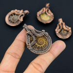 Natural Ammonite Gemstone Handmade Copper Wire Wrap Gift Pendant 2.09 l0c75