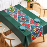 Bohemia P&otilde;letusvastane Laua Lauakate Matt P&otilde;hjamaade Etniline PVC Laudlina Veekindel ja &Otilde;likindel Ristk&uuml;likukujuline Lauakate 90X150cm blue