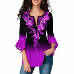 Vintage s&auml;rk Gradientv&auml;rvitr&uuml;kiga Ebaregulaarne Flare Sleeve Women Slim All M sinine