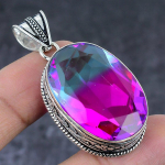 Natural Bi-Color Tourmaline Handmade 925 Sterling Silver Gift Pendant 2.09 d0l04