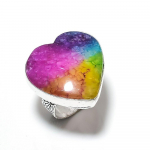 Natural Rainbow Solar Quartz Handmade 925 Sterling Silver Ring Size 8 m2q39