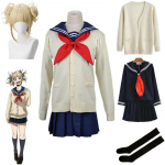 My Hero Academia Cosplay Halloweeni kost&uuml;&uuml;m Anime Boku No Hero Academia Himiko Toga JK &uuml;htlase kampsun-mantel Parukas Kost&uuml;&uuml;mid L-(Full set+wig)