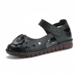 Johnature Suvised ehtsast nahast lamedad kingad etnilises stiilis vabaaja mugavad hingavad pehme p&otilde;hjaga naiste sandaalid 35 must