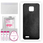 apgo Protective Skin Sticker for the back compatible with Ulefone S11, Wrap Film, Foil, Vinyl - Pattern Black Leather