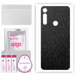 apgo Protective Skin Sticker for the back compatible with Motorola Moto G Fast, Wrap Film, Foil, Vinyl - Pattern Black Honeycomb