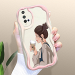 Armas koomiksimustriga kreemjas tekstuuriga korpus Lainelise servaga pehme silikoonkaanega telefoni&uuml;mbris Huawei Honor Infinix Tecno iPhone'i jaoks Honor 20 valge