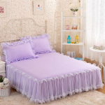 Pink Lace Lotus Leaf pits voodi seelikud Princess Style &uuml;hev&auml;rviline voodikate voodikate Libisemiskindlad linad ilma padjap&uuml;&uuml;rita 120x200cm 1pcs