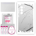 apgo Protective Skin Sticker for the back+sides compatible with Samsung Galaxy S23, Full Wrap Film, Foil, Vinyl - Pattern White Marble