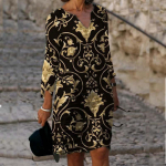 Naiste V-kaelusega l&uuml;hikeste varrukatega kleit vabaaja printiga kleit Rannakleit Boho kleit XXXL