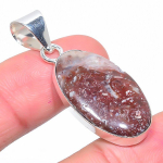 Natural Silver Leafe Jasper Gemstone 925 Sterling Silver Pendant 1.69 h9a27