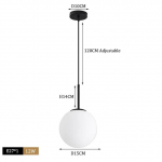 Moodne klaaskuuliga magamistoa voodi&auml;&auml;rne l&uuml;hter Minimalistlik messingist/mustast LED-lamp elutoa taustal t&ouml;&ouml;tava seina rippvalgusti Cold White
