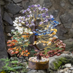 Rahapuu Feng Shui bonsai energiageneraator meelitab ligi &otilde;nne t&scaron;akrat tasakaalustav vaimne reiki kristallravi parandav kodukaunistus Kuldne traat