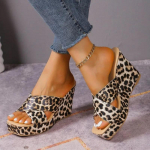 Sussid Naiste Kontsaga Sandaalid Naiste Kingad Kontsad Platvorm &Uuml;ks s&otilde;na Sussid Designer Wedge Suede Suured Veekindel Suve Uus 35 leopard