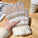 Kindad Winter Female Cute Plus Velvet puuteekraani punktid sooja hoidmiseks talvel &Otilde;pilased k&uuml;lmakindlad ratsutamispl&uuml;&uuml;sid kindad