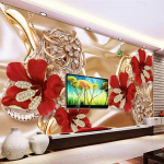 Foto Seinapilt 3D Ehted Lilled Elutoa Diivan TV Taust Seinapildid Tapeet Kodukaunistus 200 cm(W) x 140 cm(H)