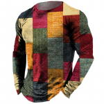 Vintage meeste pikkade varrukatega T-s&auml;rk Lapiga T-s&auml;rk Topid Ruuduline T-s&auml;rk meestele 3D triibulised tr&uuml;kitud r&otilde;ivad Suurem&otilde;&otilde;tmelised t&auml;navar&otilde;ivad 5xl 2XL