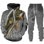 Meeste Loomade Bass Carp P&uuml;&uuml;k 3D Prindi Mood Fisher Tracksuit Unisex Hoodie Jooksup&uuml;ksid 2tk Komplekt V&auml;liriided Suurus S-6XL M