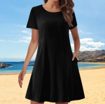 Naiste &uuml;hev&auml;rvilised vabaajakleidid Suvised l&uuml;hikeste varrukatega kleidid L sinine