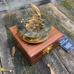 P&auml;ikesekell Kompass Massingist Vintage Nautical Retro Steampunk Poleeritud lehtpuidust kast Merekompass Vintage merekompass ja lehtpuust kast