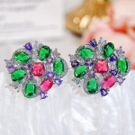 CMM Korea Naiste Mood Roheline Roosa Punane Kontrastv&auml;rv CZ Tsirkoon Naelk&otilde;rvar&otilde;ngad Pulmapidu Unikaalsed Moodsad Ehtetarvikud roheline