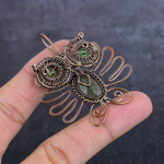 Natural Labradorite, Tsavorite Copper Wire Wrap Jewelry Pendant 2.40 k3j85