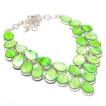Natural Green Mother Of Pearl 925 Sterling Silver Jewelry Necklace 18 k4e34