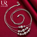 925 Sterling H&otilde;bedast Snake Chain Bead kaelakee Pulmaehted 45CM