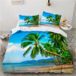 3D Mere&auml;&auml;rne Voodipesukomplekt Suvepuhkus Merevaade Udusule Tekikott Padjap&uuml;&uuml;r 2/3 tk King Queen Voodi Luksuslik Kodutekstiil Tekikott Komplekt Baby 100x135cm