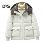 Talvine sulemantel polsterdatud kapuutsiga krae taskud lukuga Parka tuulekindel soojust hoidev igap&auml;evane k&uuml;lma ilmaga v&auml;lir&otilde;ivad puuvillane jope S lilla