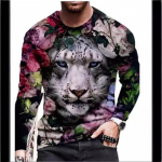 Meeste kevadine ja s&uuml;gisene pikkade varrukatega T-s&auml;rk Meeste avara &uuml;mara kaelusega kapuuts, 3D-tr&uuml;kiga tr&uuml;kitud pikkade varrukatega top S