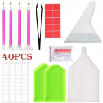 5D teemantv&auml;rvimise t&ouml;&ouml;riistade tarvikute komplekt Teemantv&auml;rvimise t&ouml;&ouml;riistade komplekt ristpistes teemantmaalimiseks. 40PCS/SET